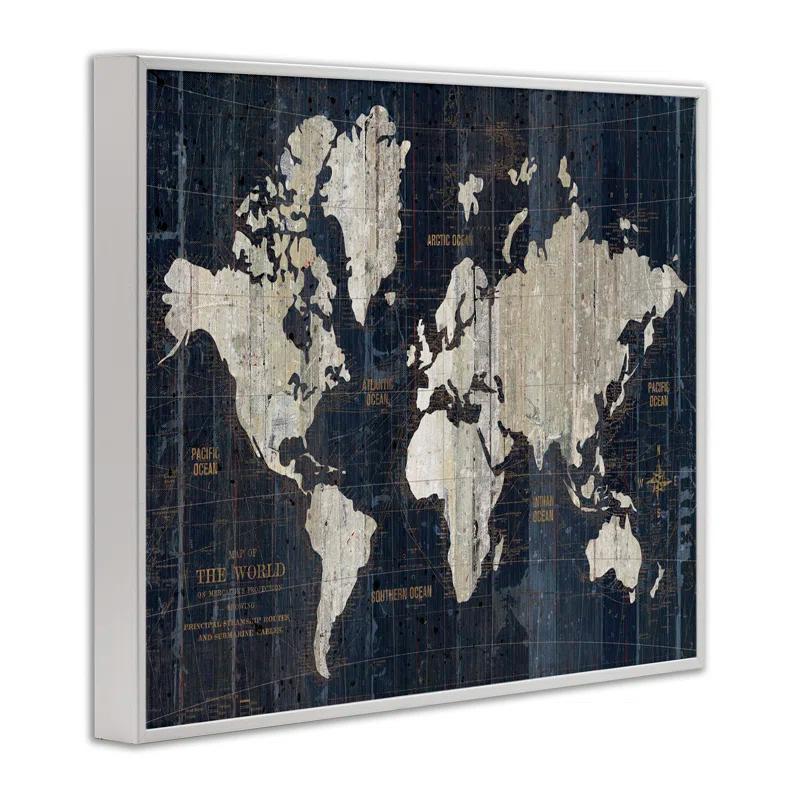 Stupell Industries Distressed Antique World Map Rustic Aesthetic by Wild Apple Portfolio - Graphic Art Print on Canvas
