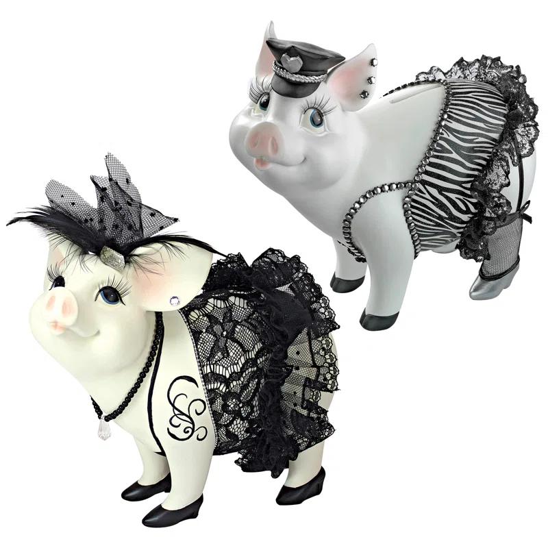 Design Toscano Lace and Lard, Pig Statues
