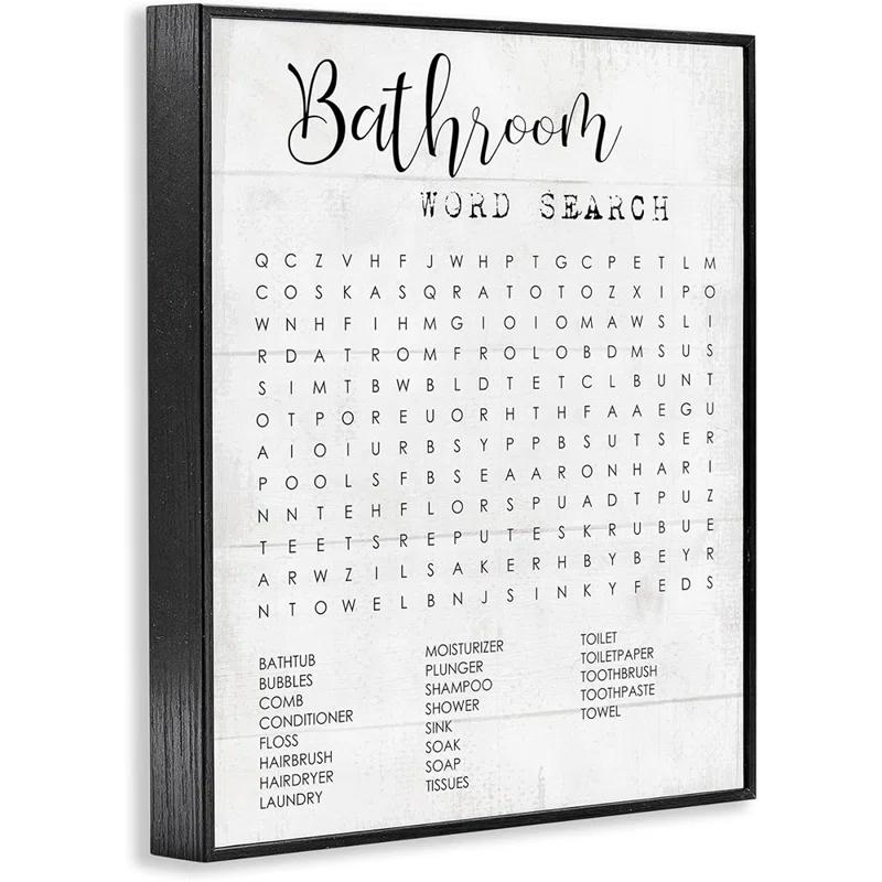 Madison Park Bathroom Search Fun Family Word, Design By Daphne Polselli Wall Art, 11 X 14, Black