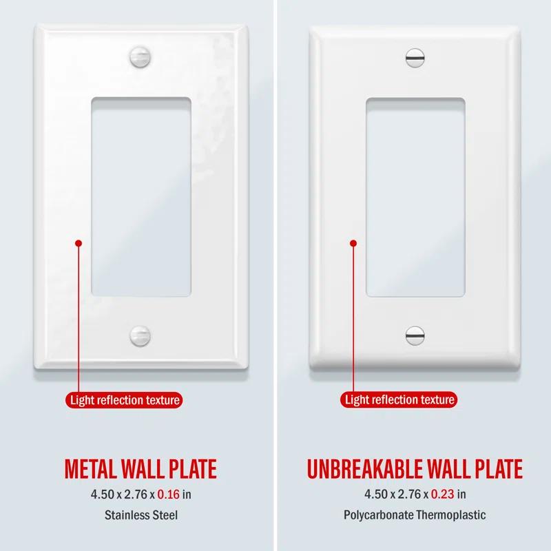 Enerlites No Subject 1 - Gang Rocker Standard Wall Plate (Set of 5)