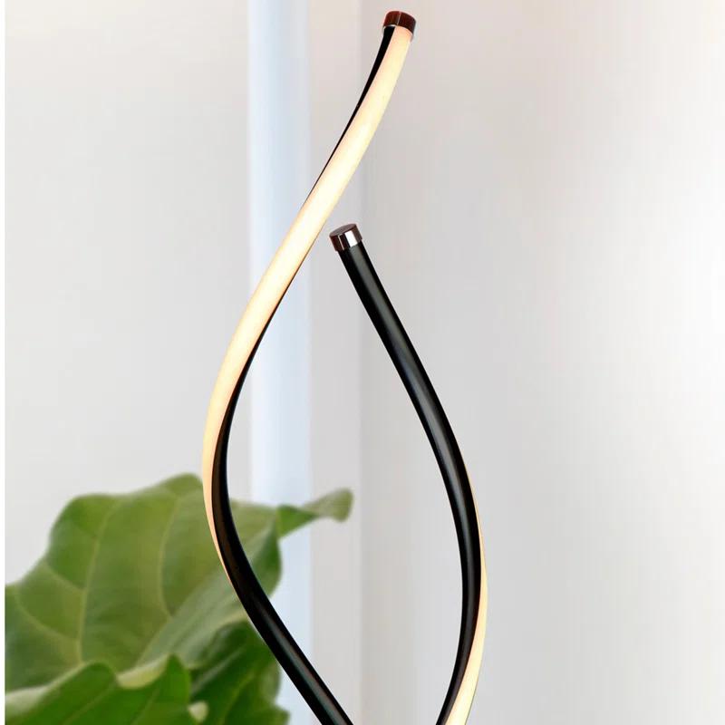 Brightech Embrace 40–60" 2-in-1 Modern LED Spiral Floor and Table Lamp with Black Finish, Adjustable Height, and Built-In 3-Way Dimmer