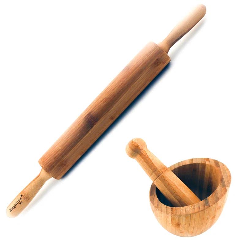 BergHOFF BergHOFF Bamboo 2 Piece Food Preparation Set with Garlic Bowl and Rolling Pin