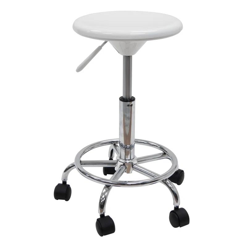 Inbox Zero Cowgill Adjustable Height Industrial Stool with Footring Wheels