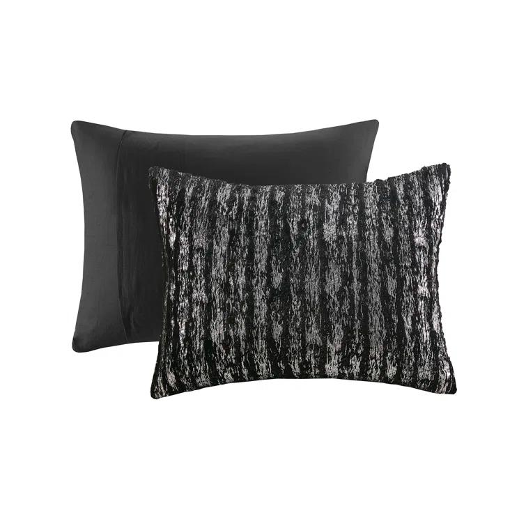 510 Design Metallic Print Faux Fur Comforter Set