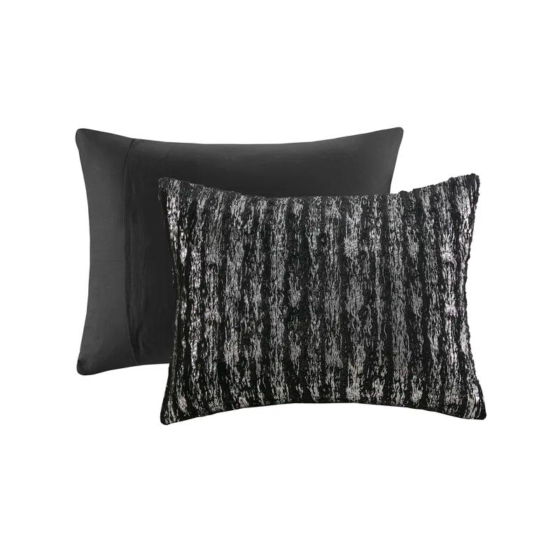 510 Design Metallic Print Faux Fur Comforter Set
