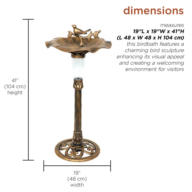 Alpine 41"H Solar Birdbath with Birds and LED Light for Garden