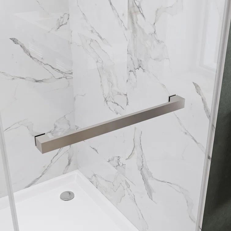 AZUPIN 60'' W 66'' H Frameless Rectangle Reversible Shower Enclosure AZ-DS01-6066-BR