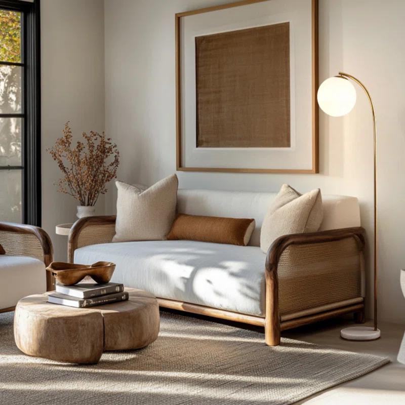Brightech Luna Drop 75 in. Modern LED Arched Standing Floor Lamp with Frosted Glass Globe Shade