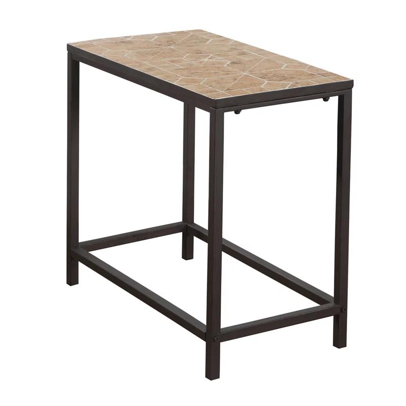 Ebern Designs Chyan Accent Table, Side, End, Nightstand, Lamp, Living Room, Bedroom, Metal, Tile