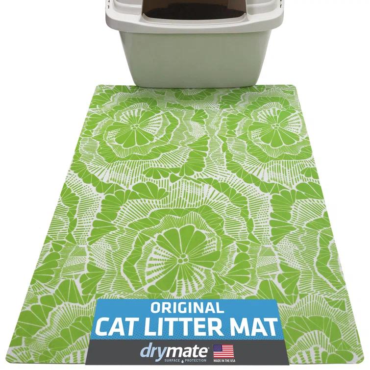 Drymate Cat Litter Mat for Litter Box, Protective & Decorative - Absorbent, Waterproof, Machine Washable