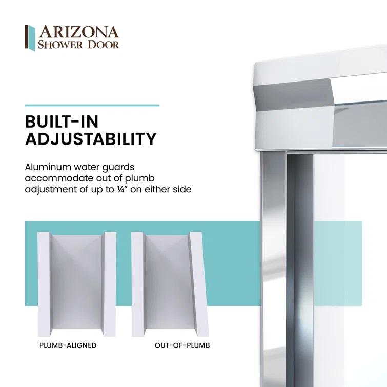 Arizona Shower Door 50" W x 70" H Semi-Frameless Shower Door SE54X703ORRN