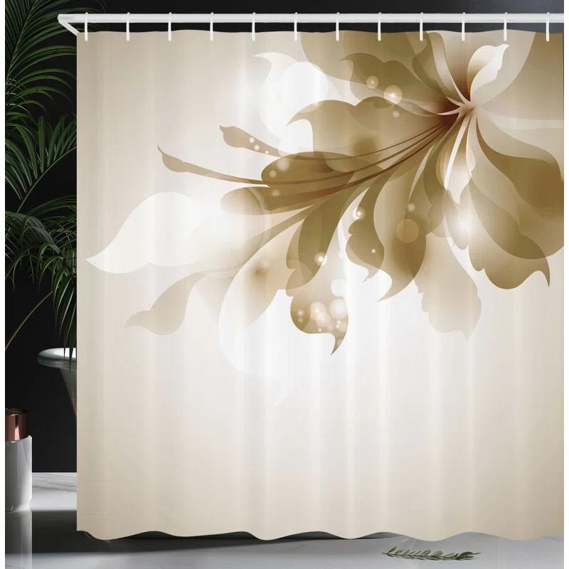 Ambesonne Floral Shower Curtain with Hooks Included