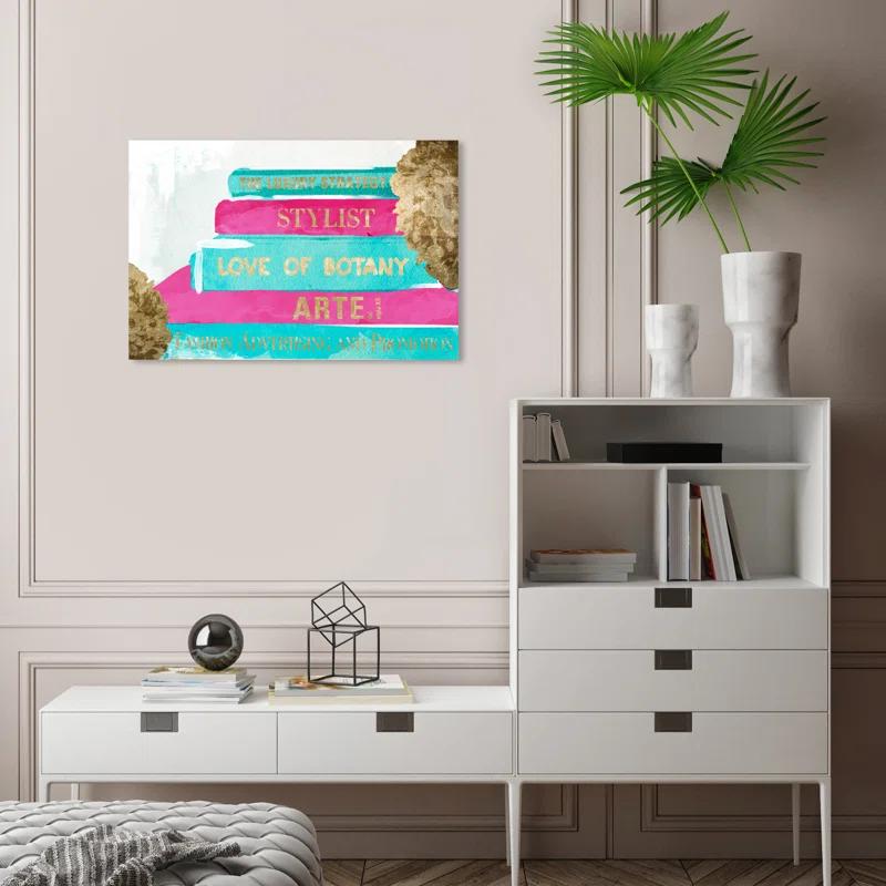 Wynwood Studio Wynwood Studio Fashion and Glam Contemporary Canvas Art - Book Stack Quote Wall Art for Home Decor