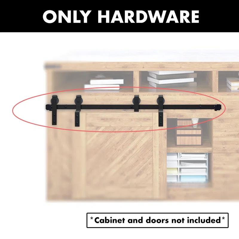 Homacer Mini Black Rustic Classic Design Single Track Bypass Two Door Hardware Kit For Cabinet Use
