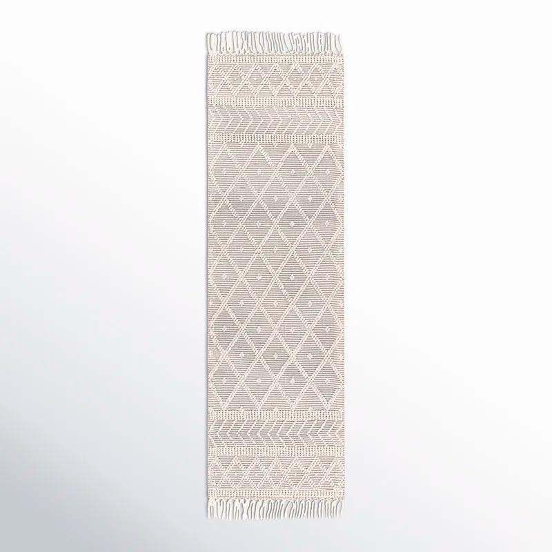 Loria Geometric Handmade Hand Woven Wool Ivory/Charcoal Area Rug