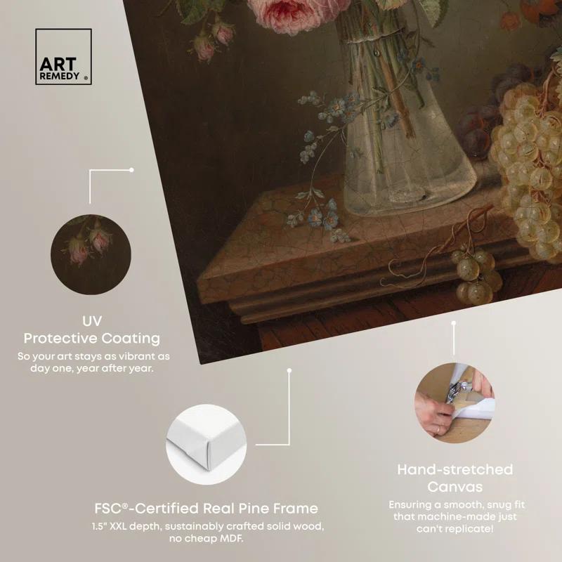 Art Remedy Flower Piece In Glass Vase Roses Wall Art by Art Remedy