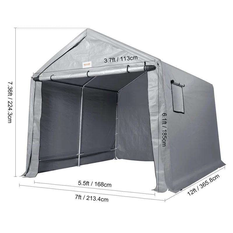 VEVOR Heavy Duty 7 ft. W x 12 ft. D Polyethylene Portable Storage Shed