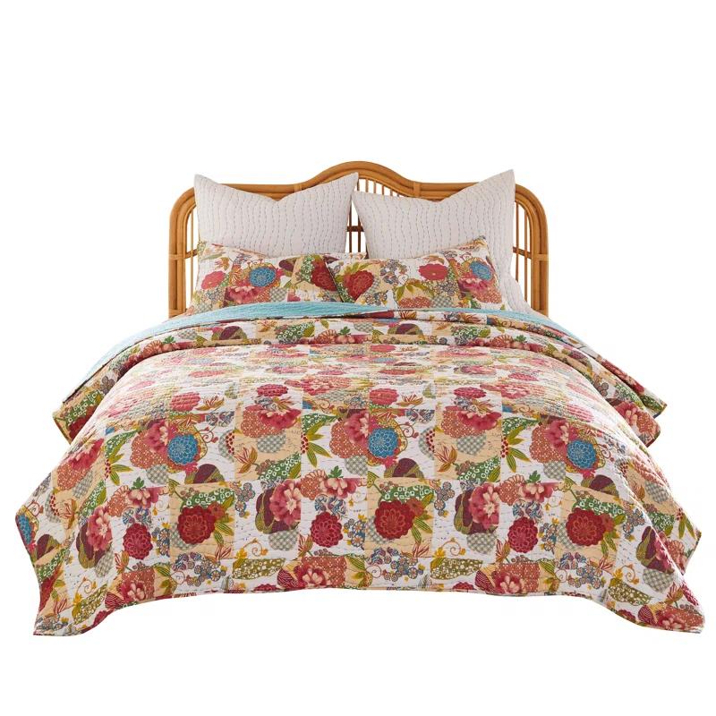 Greenland Home Fashions Jewel Boho Patchwork Print Quilt Set