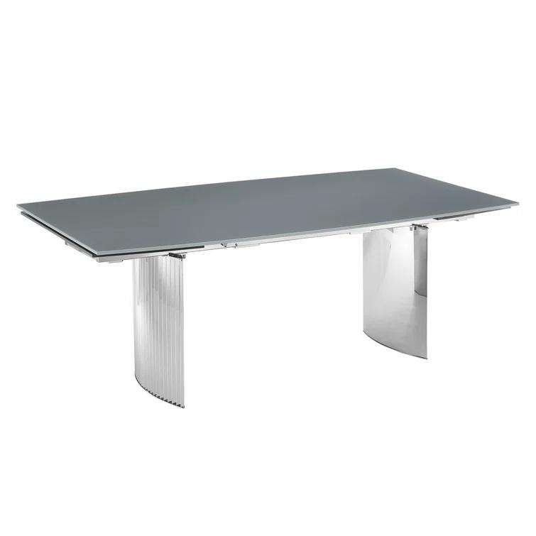 Casabianca Furniture Allegra Extendable Glass Top Metal Base Dining Table
