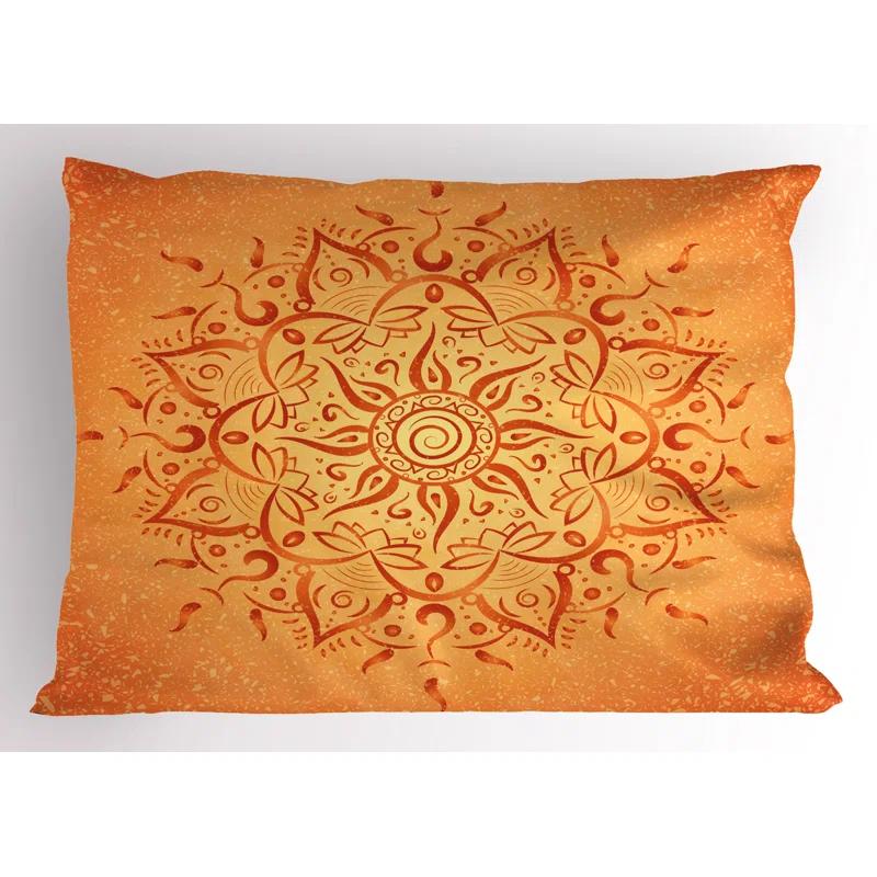 Ambesonne Ambesonne Leaf Pillow Sham 2 Pack Orange Mandala 26"x20" Orange