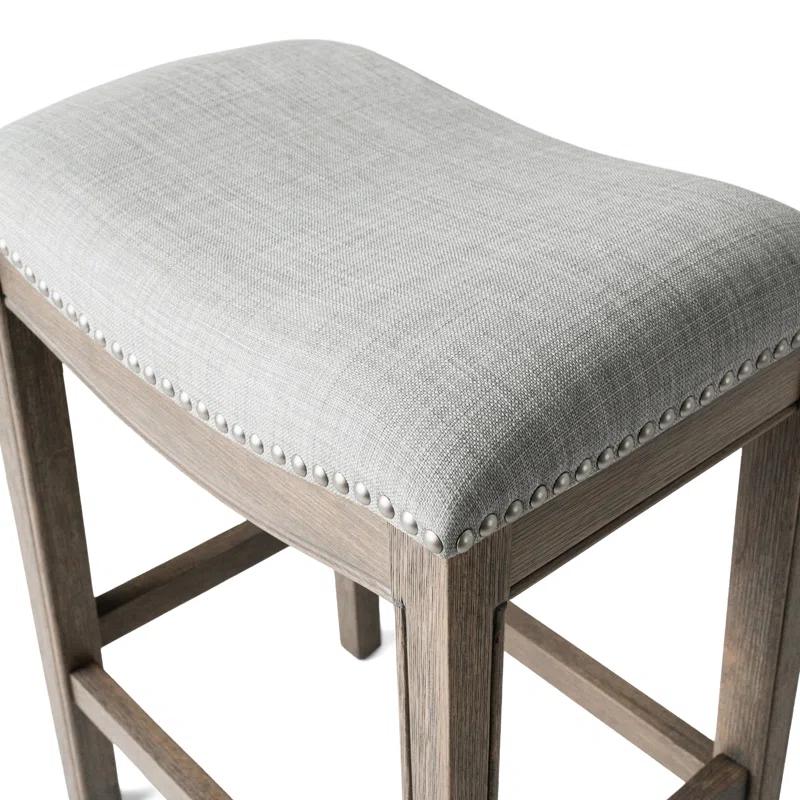 Maven Lane Maven Lane Adrien Backless Saddle Kitchen Stool with Fabric Upholstery