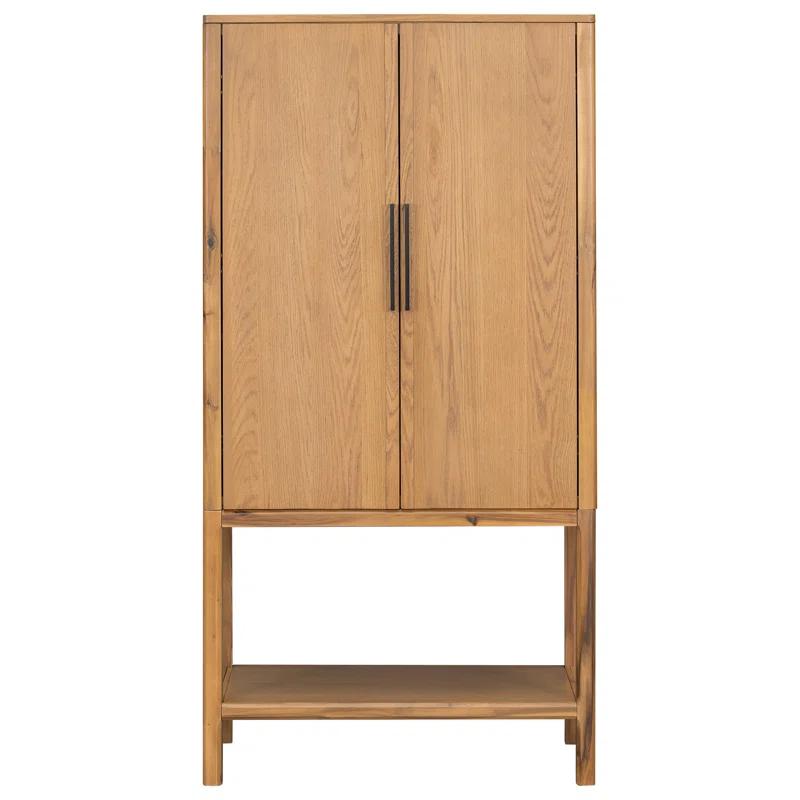 Keyly inc 36.2" W multiple storage functions Oak Veneer Cabinet