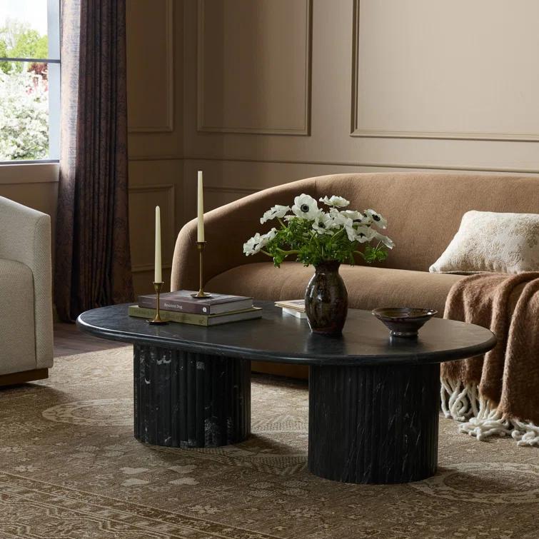 Mercer Oval Coffee Table - Black Marble