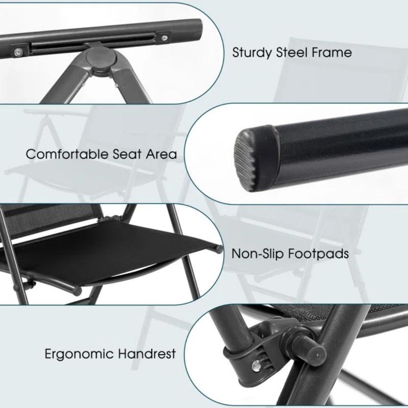 Corrigan Studio® Set Of 2 Adjustable Portable Patio Folding Dining Chair Recliners