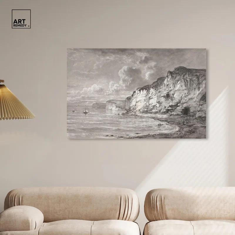 Art Remedy Cliffs along Normandy Coast Canvas Vintage Art Prints by Art Remedy