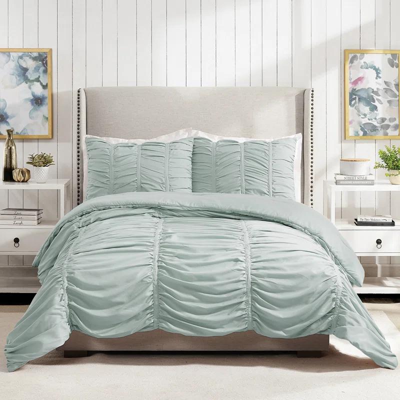 Modern Heirloom Emily Ruched Solid Textured Comforter Set