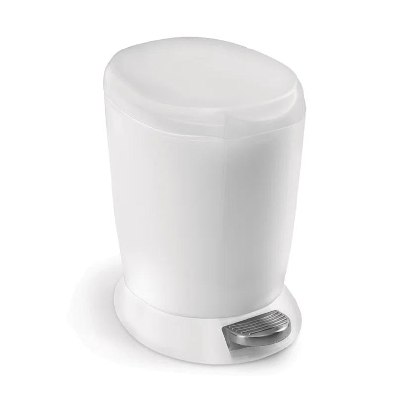 simplehuman 6 Liter / 1.6 Gallon Small Compact Round Bathroom Step Trash Can, Plastic