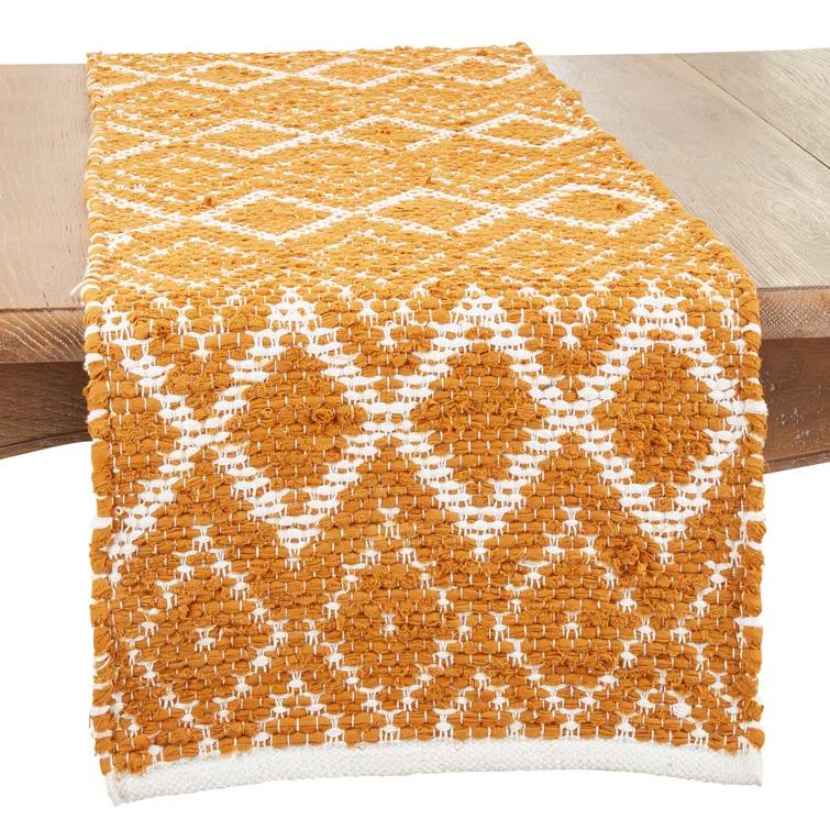 Saro Diamond Weave Chindi Table Runner