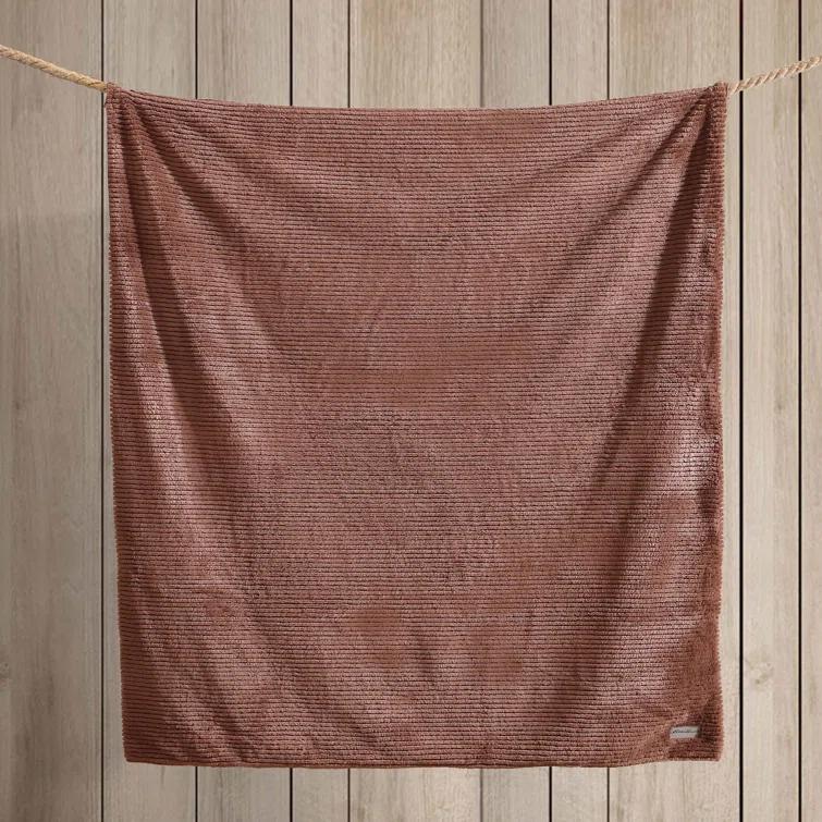 Eddie Bauer Eddie Bauer Ribbed Textured Stripe Solid Plush Throw Blanket
