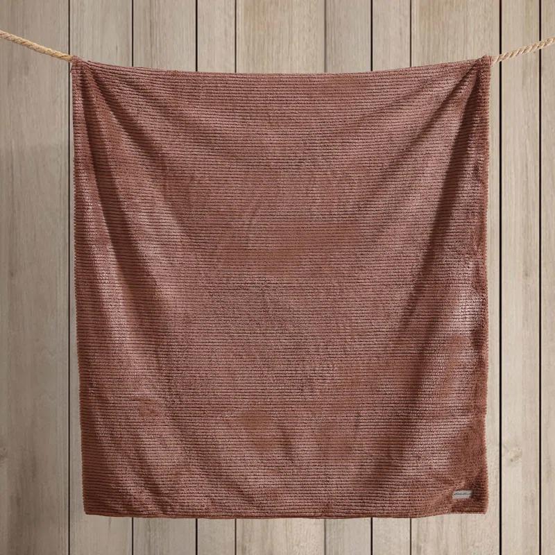 Eddie Bauer Eddie Bauer Ribbed Textured Stripe Solid Plush Throw Blanket