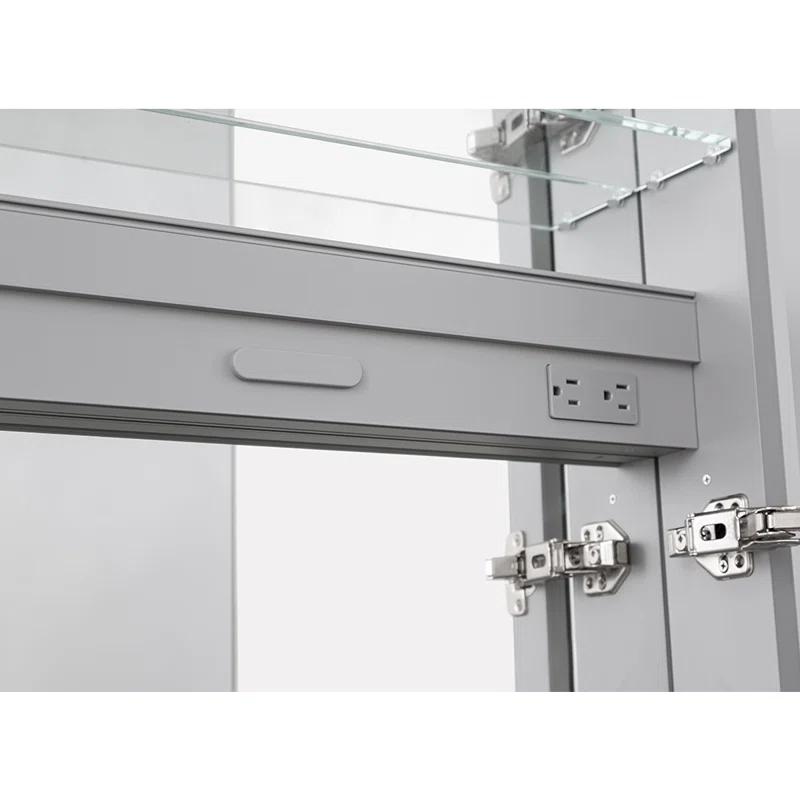 AQUADOM R3-3636E Royale Medicine Cabinet with Electrical Outlets, Defogger, Adjustable LED 3X Magnifying Mirror.