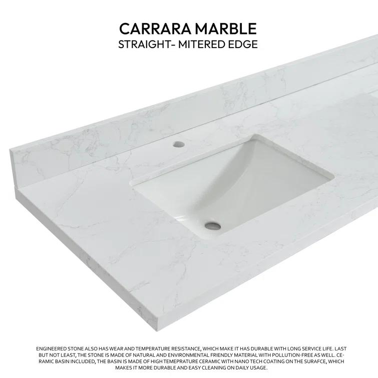 Vinnova Malaga 73'' Stone Double Bathroom Vanity Top with Sink