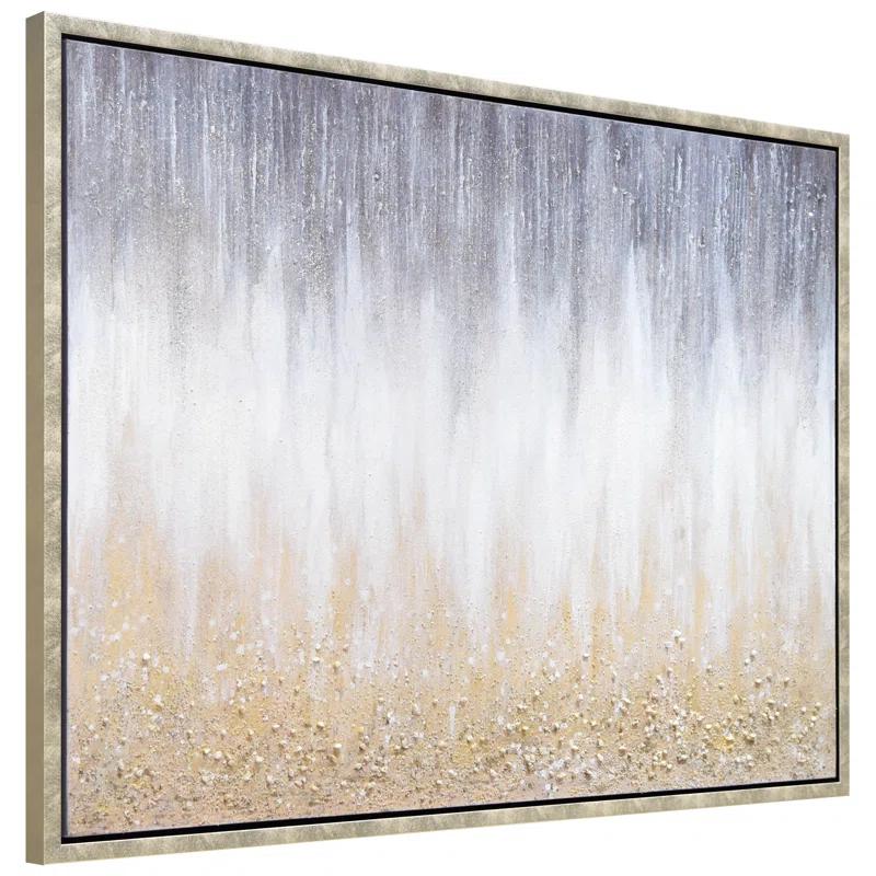 Empire Art Direct Golden Cascade Textured Glitter Hand Painted Framed Canvas Wall Art