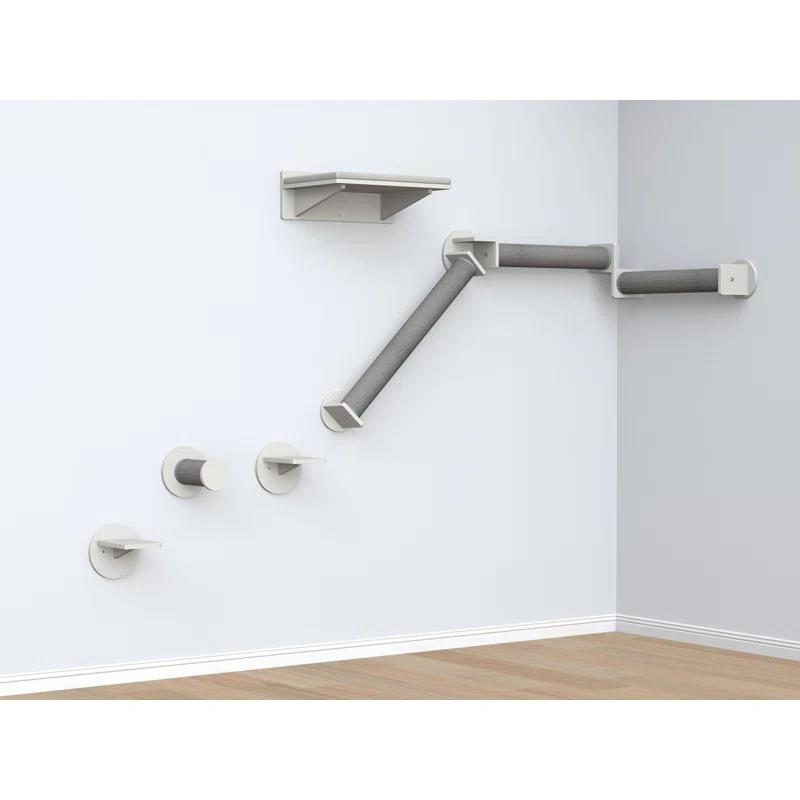 TRIXIE TRIXIE Wall Set 6 Wall Mounted Cat Climbing System, 3 Scratching Posts Goes Around Corners, 3 Platforms, 1 Step