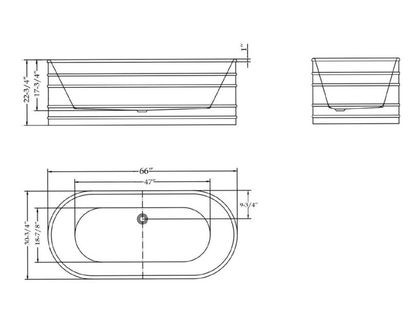 DreamLine BT9X3167C09 Infinity Z 67 in. L x 30-3/4 in. W x 22-7/8 in. H Freestanding Acrylic Bathtub