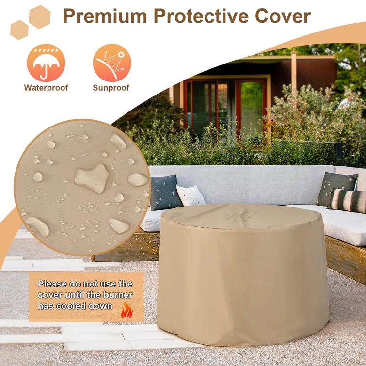 17 Stories Round Ore Powder, Steel, Stainless Steel, PVC Propane Smokeless Fire Pit Table with Hidden Fuel Tank