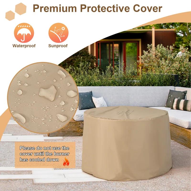 17 Stories Round Ore Powder, Steel, Stainless Steel, PVC Propane Smokeless Fire Pit Table with Hidden Fuel Tank