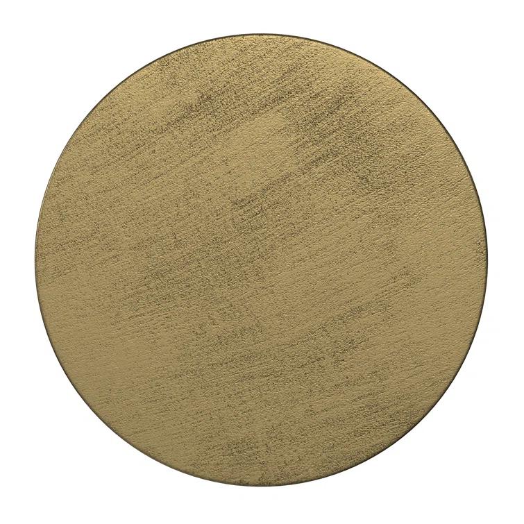 Bungalow Rose Johnsen 15"W Metal Industrial Boho Tribal Pattern Drum End Table with Textured Finish, Assembled