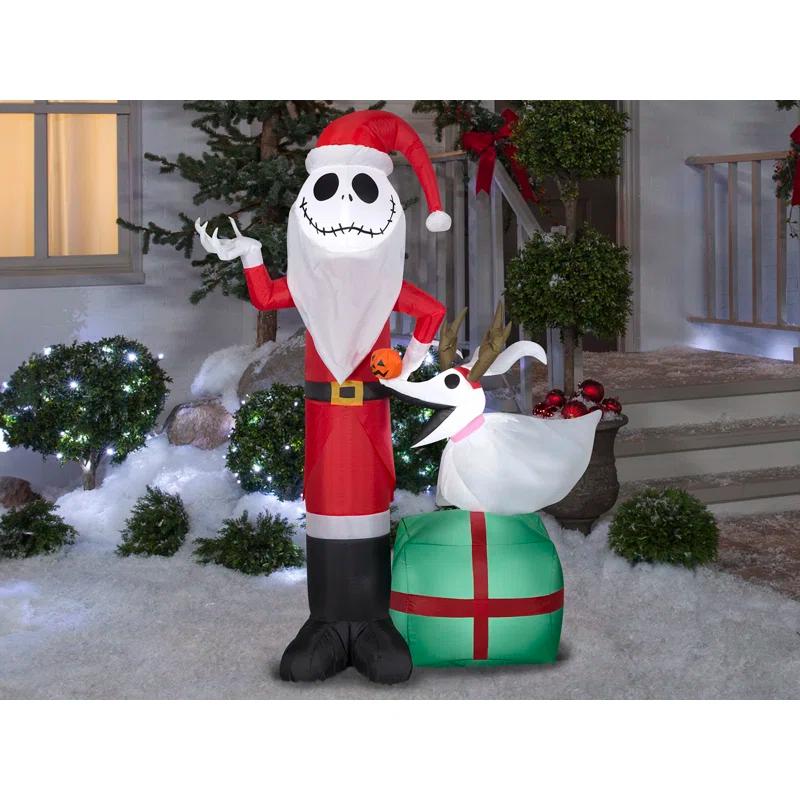 Gemmy Industries 5 Foot The Nightmare Before Christmas Jack Skellington and Zero Light Up Inflatable Lawn Decoration