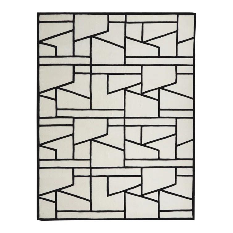 Global Views Zig Zag Rug-Ivory/Black