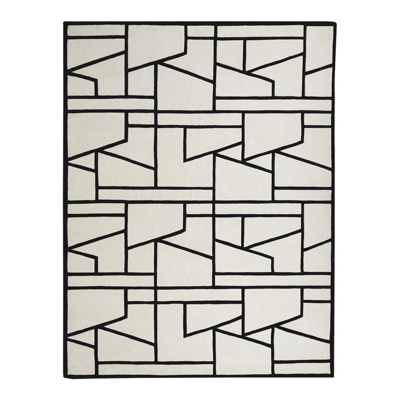 Global Views Zig Zag Rug-Ivory/Black