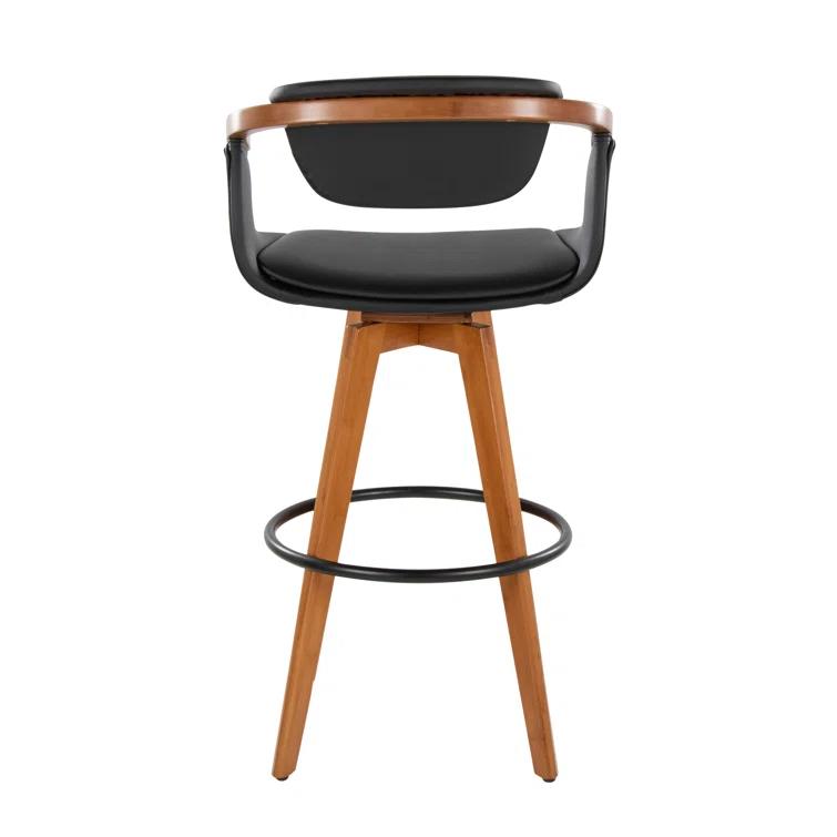 Mistana™ Dirksen Swivel Upholstered Counter Stool with Solid Wood Frame