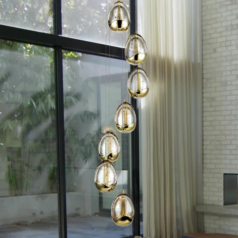 VONN Lighting Venezia 7-Light Pendant Height Adjustable ETL Certified LED Teardrop Chandelier, Globe Glass Shades