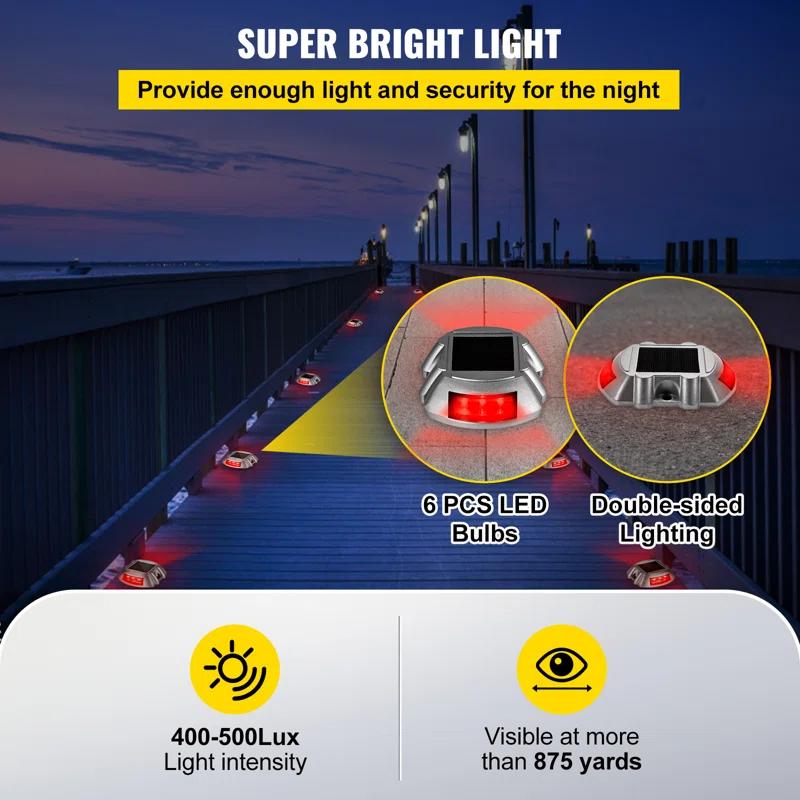 Solar Dock Lights Low Voltage Solar Powered Integrated LED Metal Pathway Light Pack (Set of 4)