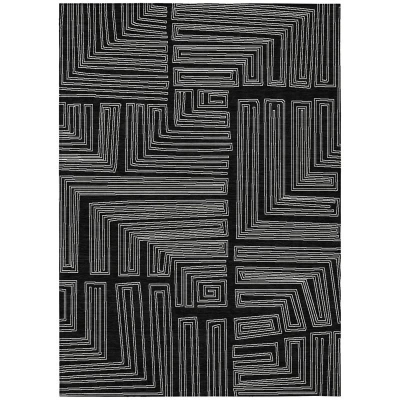Machine Washable Indoor/Outdoor Chayden ACN1045 Black Rug