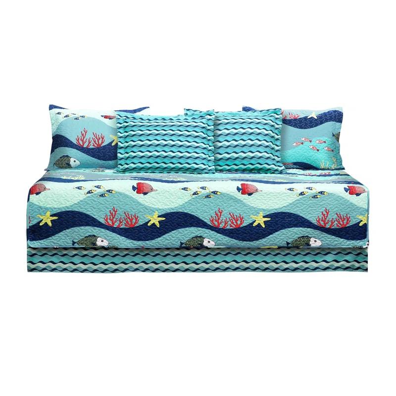 Blue Ocean Life Cotton Twin Daybed Cover Set